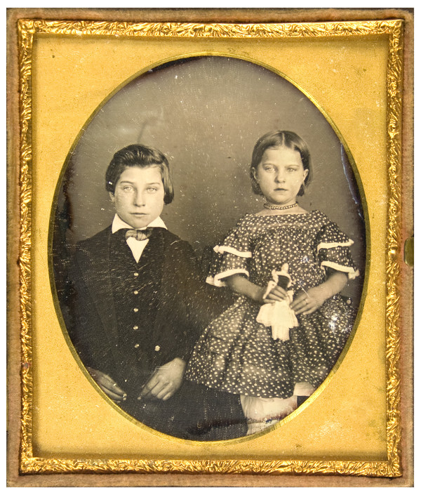 Sixth-plate brother sister doll