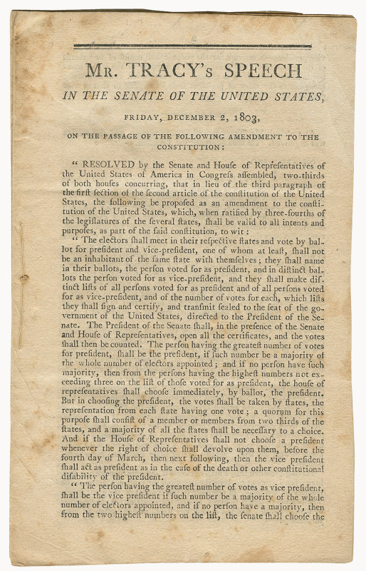 Uriah Tracy's Senate speech opposing the 12th Amendment