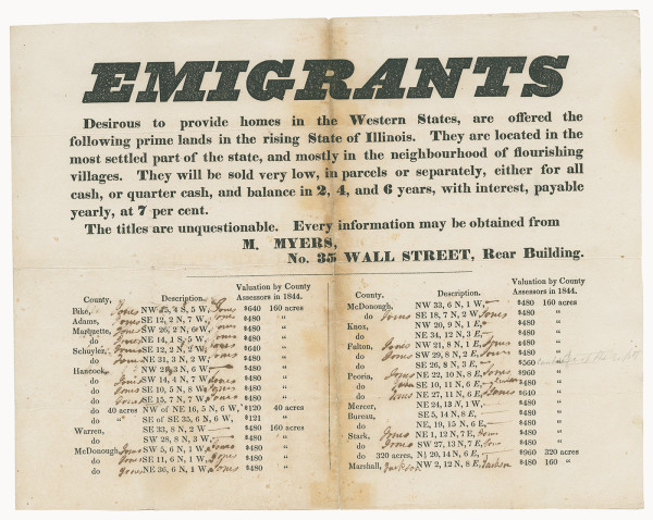 Broadside for Emigrant Homesteaders