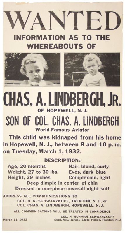 Charles Lindbergh. Jr. Wanted Poster