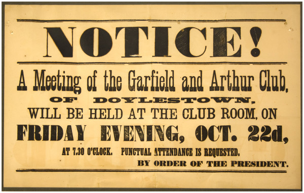 Broadside for the Garfield and Arthur Club
