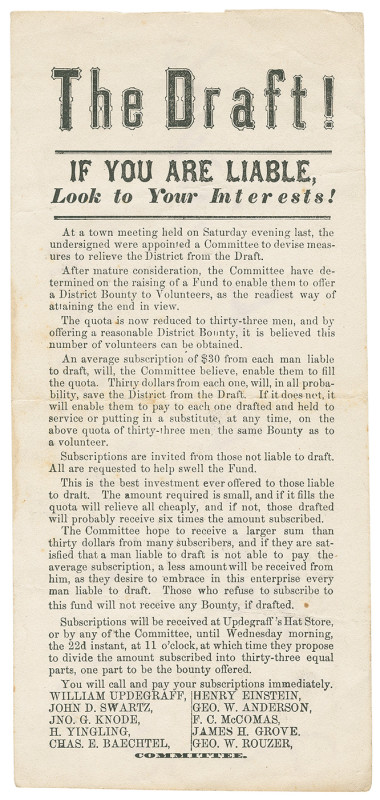 Civil War Draft Broadside Maryland