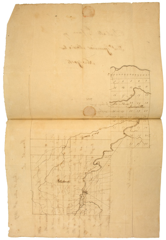 Attwater's 1809 map of Potsdam & Louisville, NY