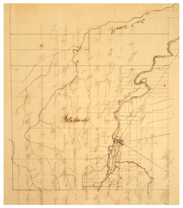 detail of Attwater's 1809 map of Potsdam, NY