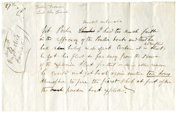 Benjiman Butler blames David Porter for Butler's Folly 1865