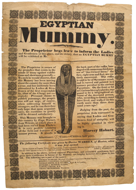 Egyptian Mummy sideshow broadside