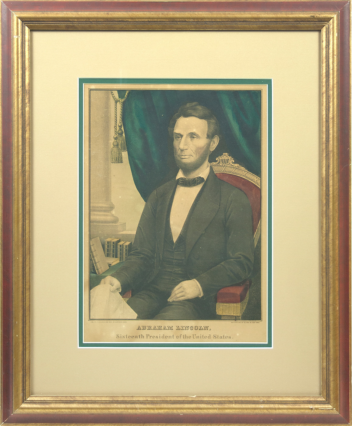 Hand-colored Lithograph of Lincoln